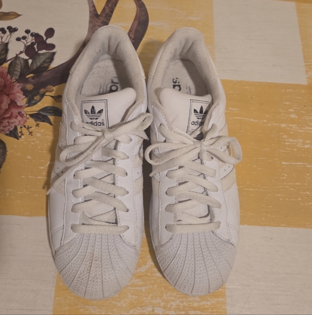 Adidas Shell Top White Lace-Up Sneakers Size 8 (Fit Womens 9.5)